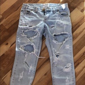 One Trashed Free Birds Jeans